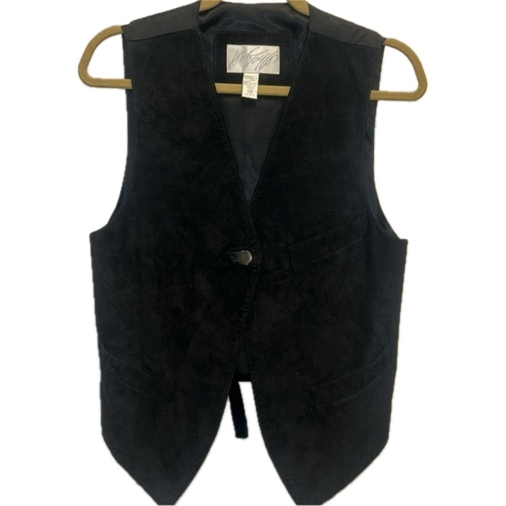 Lord & Taylor Black Silky Pig Suede Women’s Vest Size M